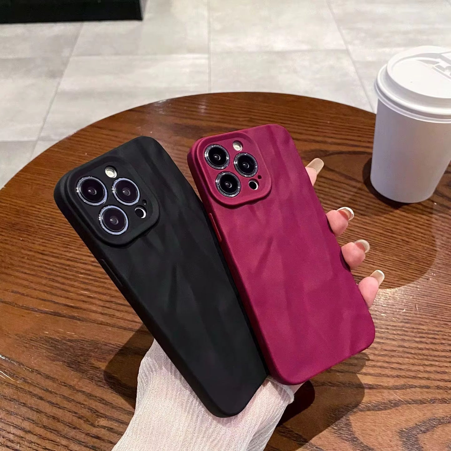 📱 Textured Pattern Silicone Case for iPhone 11–iPhone 16 Series